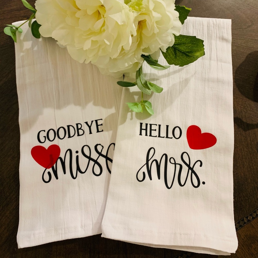 💃🏼Bridal tea towel set handmade by me